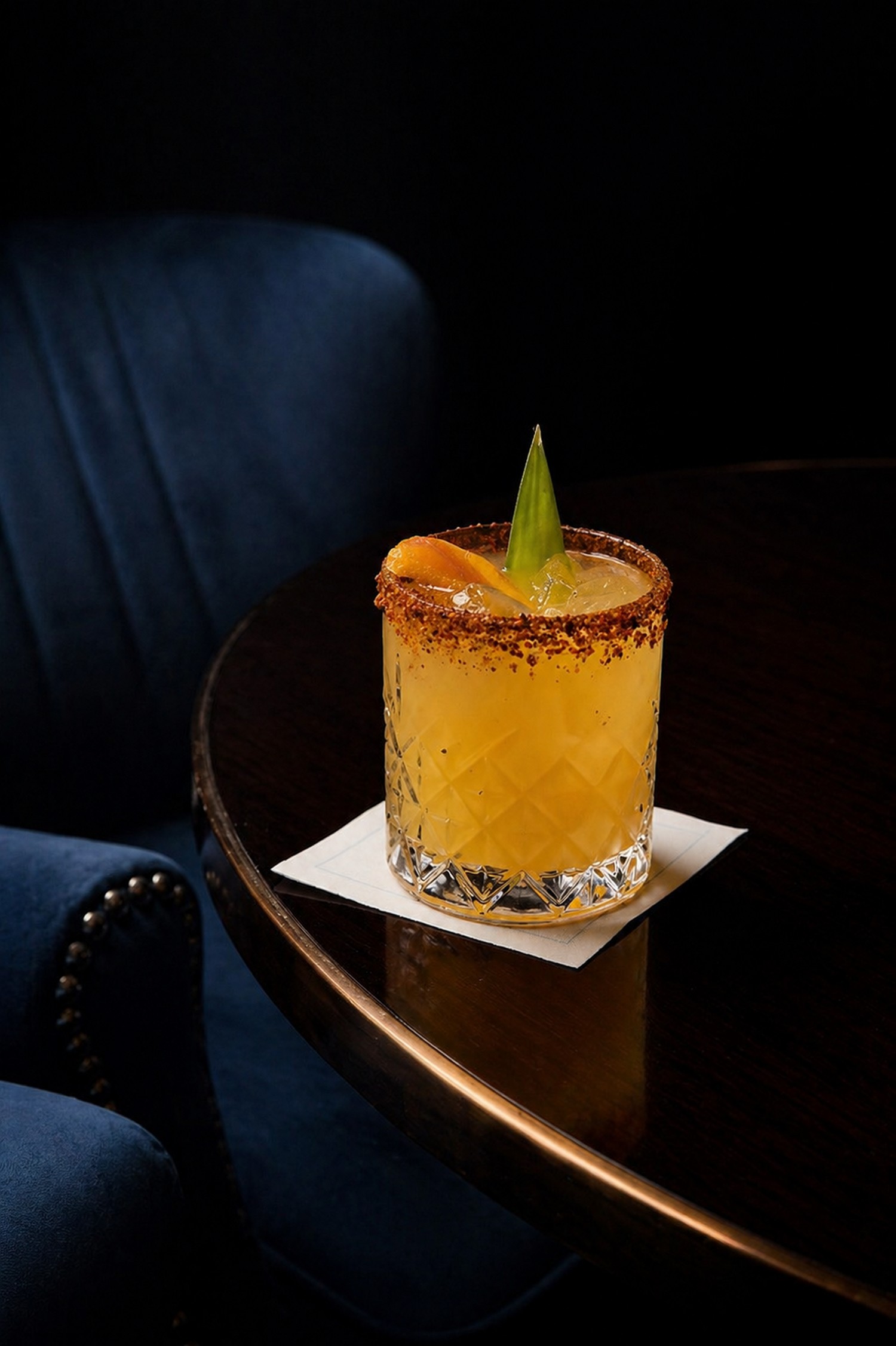 Spicy Oaxacan margarita in a rocks glass at BARROOM